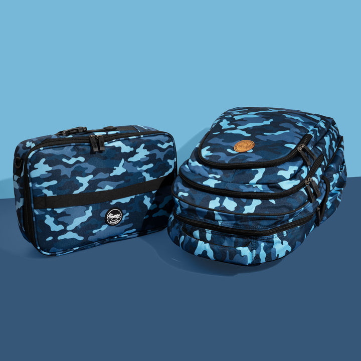 Blue Camouflage Large School Backpack